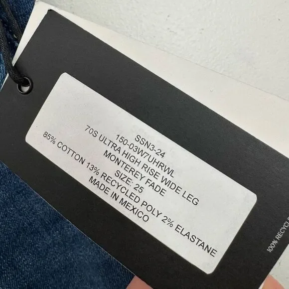 NWT RE/DONE 70s Ultra High Rise Wide Leg Jeans inMonterey Fade dark wash